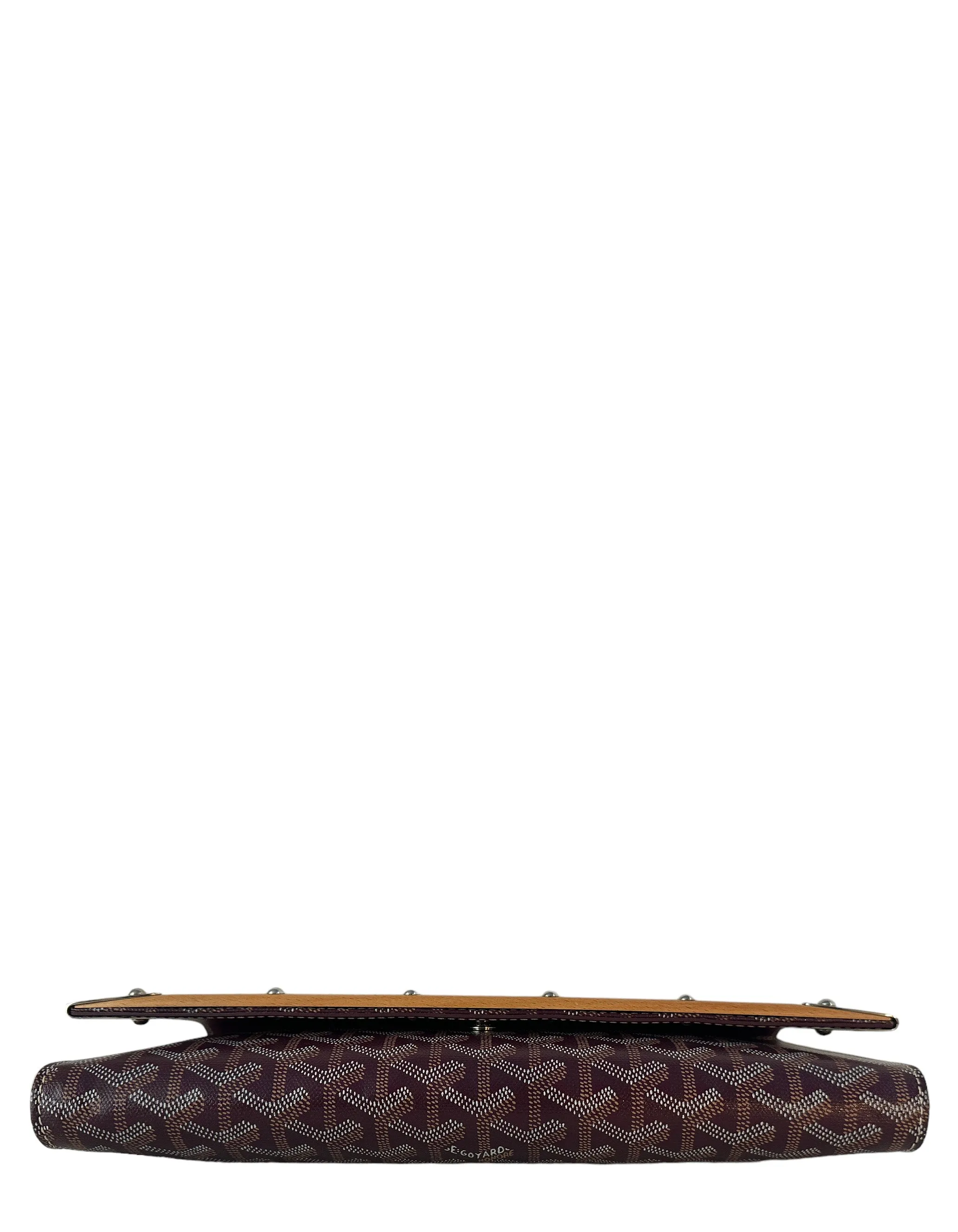 Goyard Burgundy Goyardine Monte Carlo Bois Clutch