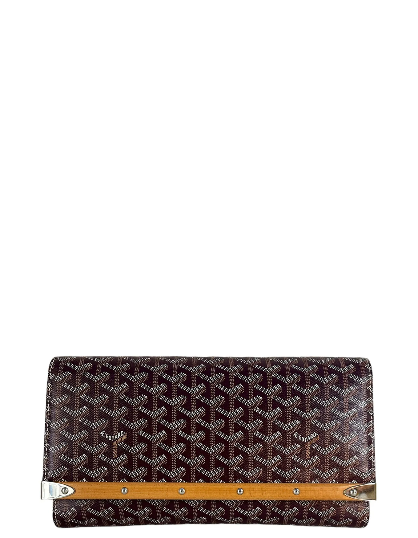 Goyard Burgundy Goyardine Monte Carlo Bois Clutch