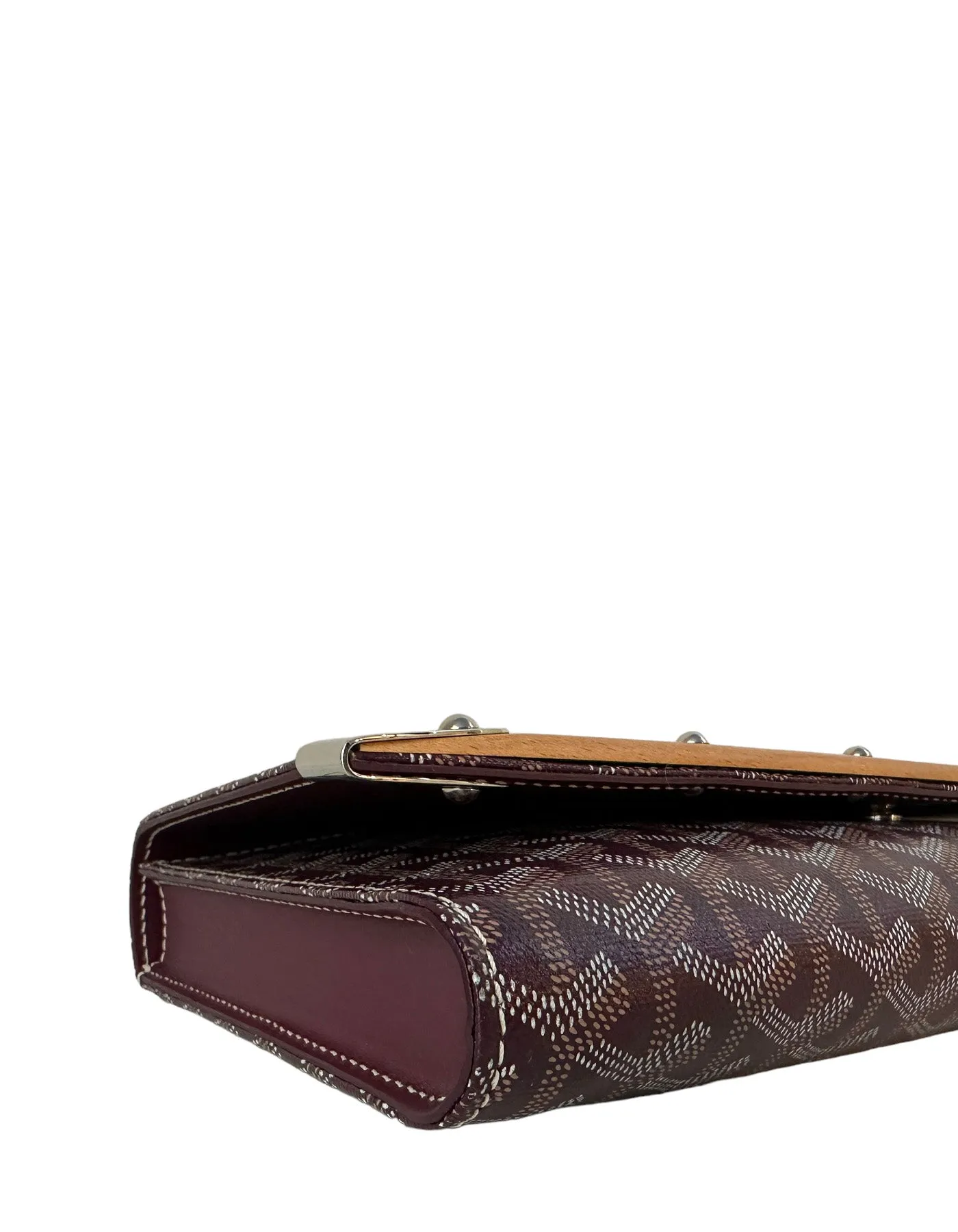 Goyard Burgundy Goyardine Monte Carlo Bois Clutch