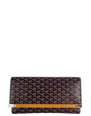 Goyard Burgundy Goyardine Monte Carlo Bois Clutch