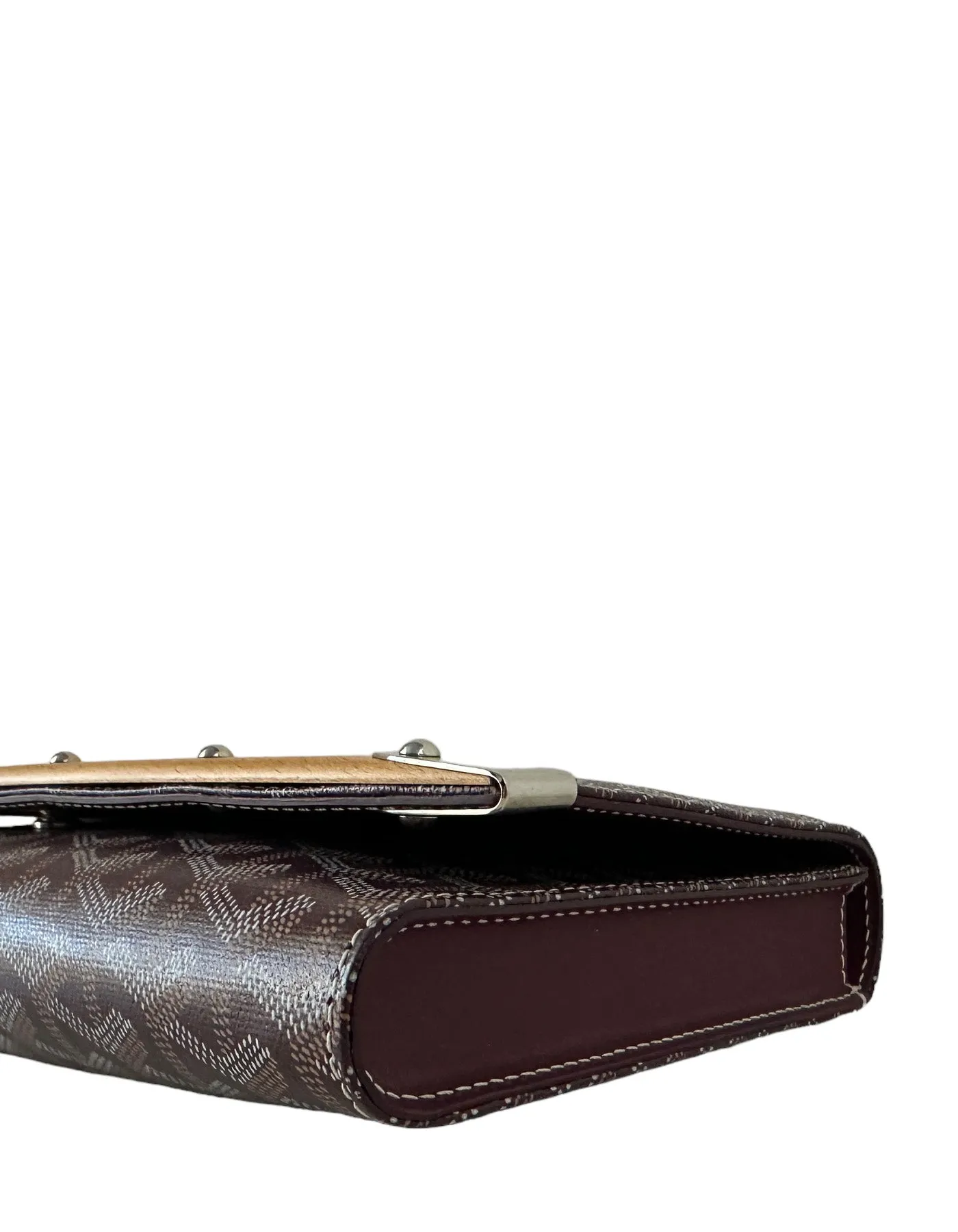 Goyard Burgundy Goyardine Monte Carlo Bois Clutch