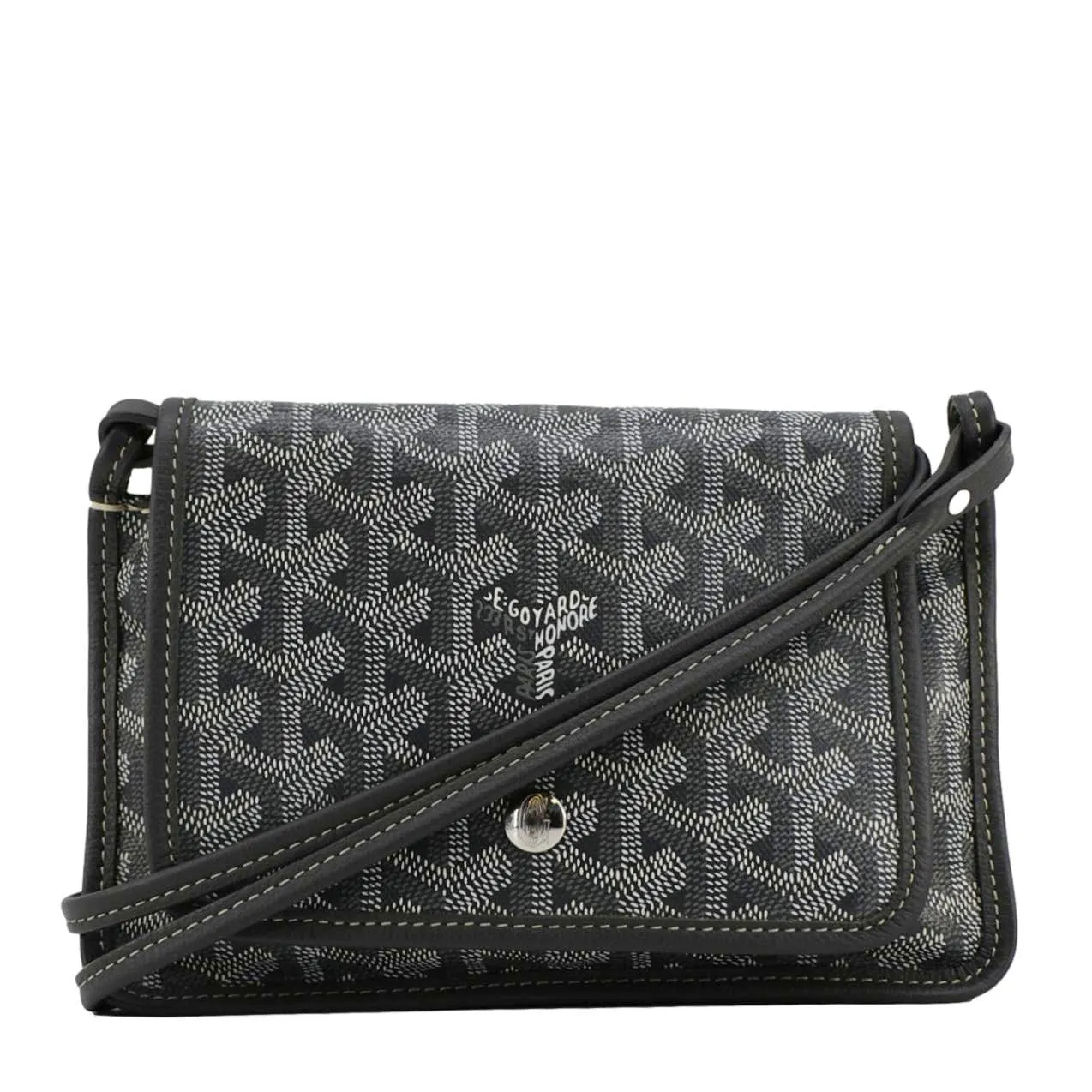 GOYARD Plumet Chevron Print Canvas Shoulder Bag Gray