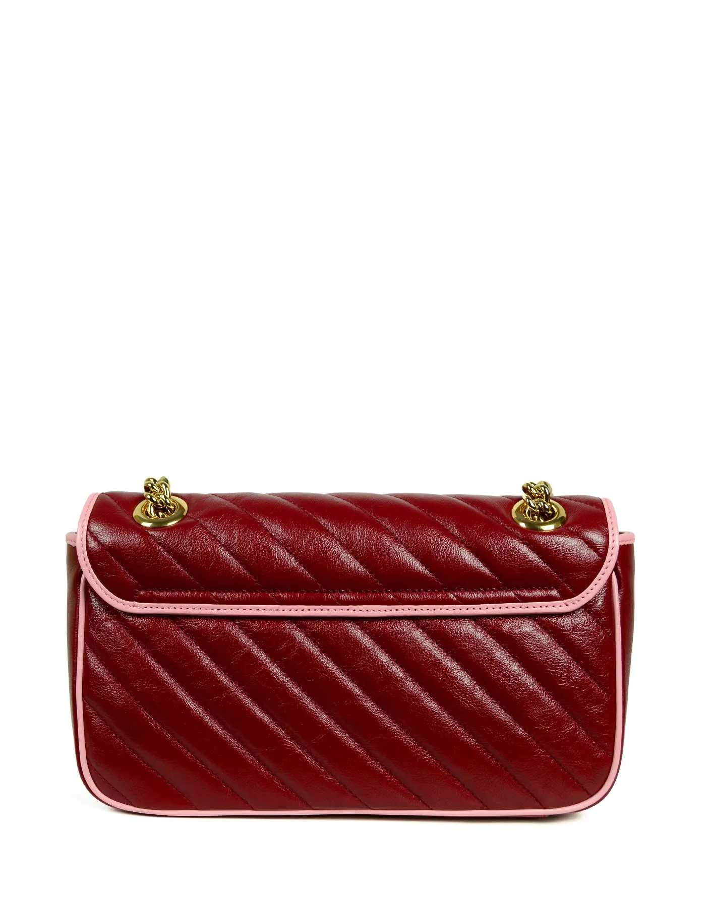 Gucci 2021 Red & Pink Leather GG Marmont Small Flap Shoulder Bag