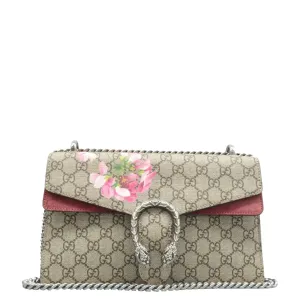 GUCCI Dionysus Medium Blooms GG Supreme Canvas Shoulder Bag Beige 400249