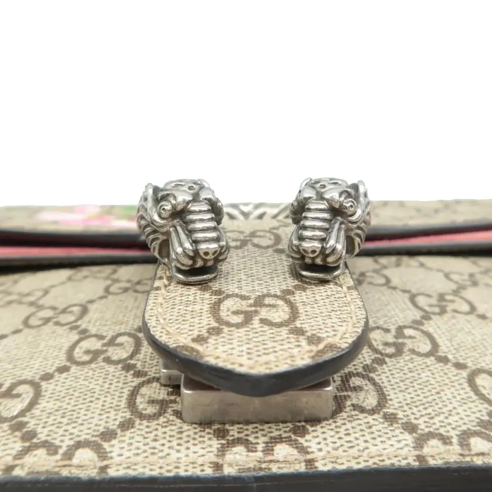 GUCCI Dionysus Medium Blooms GG Supreme Canvas Shoulder Bag Beige 400249