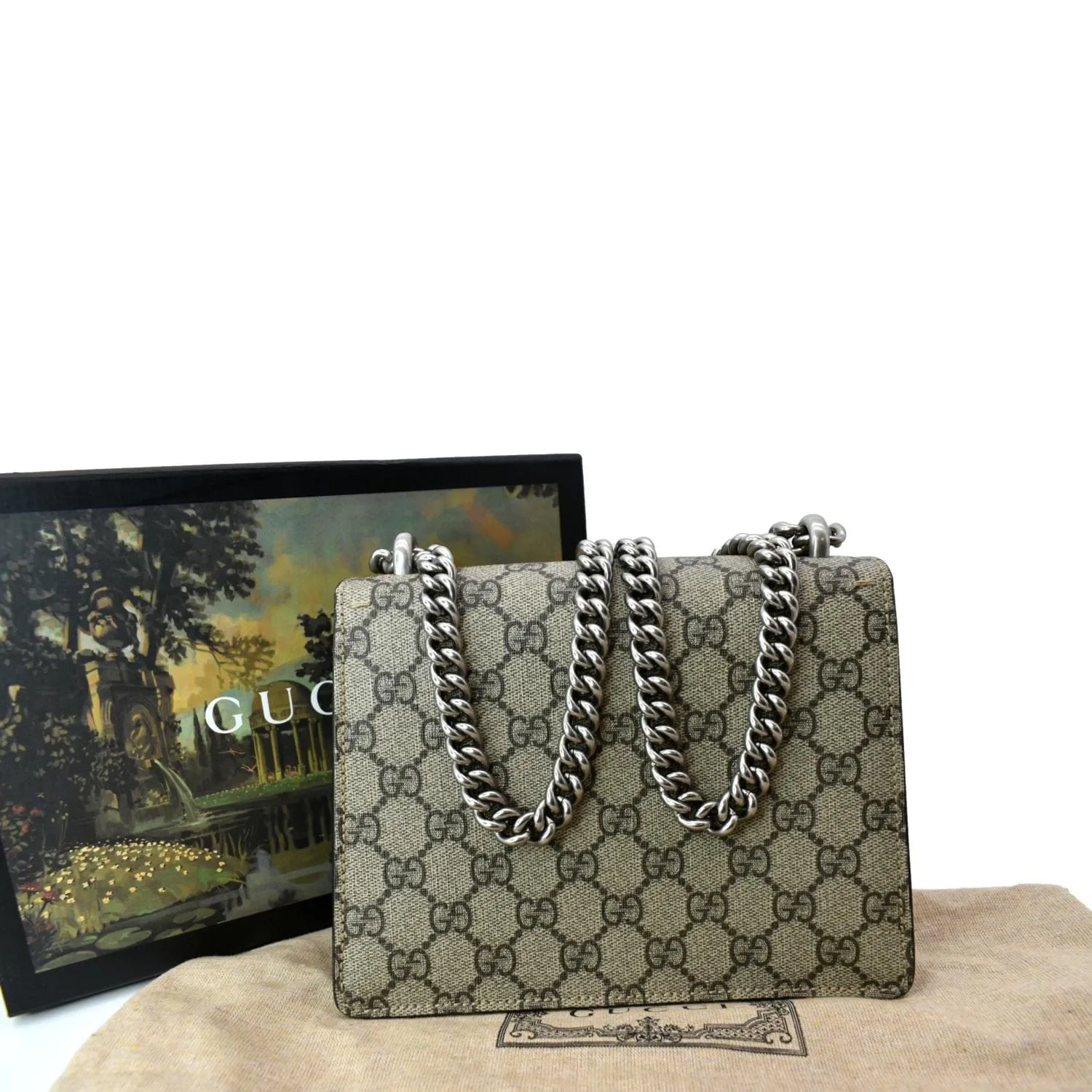 GUCCI Dionysus Mini GG Supreme Canvas Crossbody Bag Beige 421970