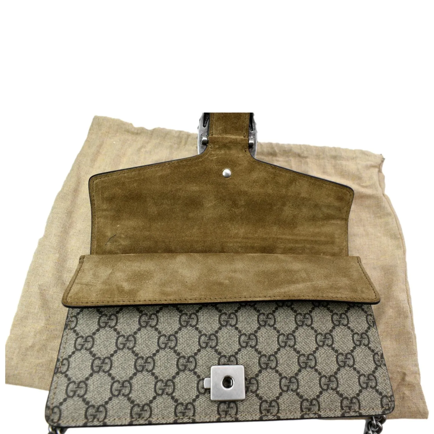 GUCCI Dionysus Small GG Supreme Canvas Shoulder Bag Beige 499623
