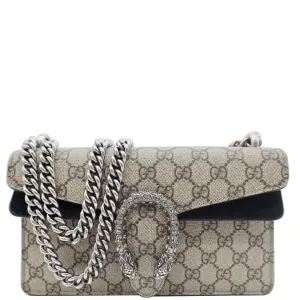 GUCCI Dionysus Small GG Supreme Shoulder Bag Beige 499623