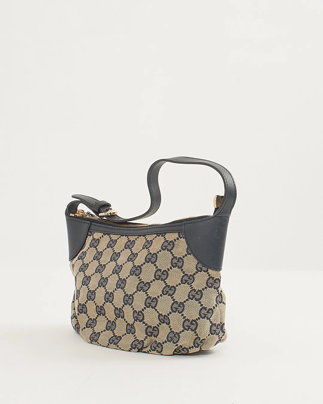 Gucci GG Beige/ Navy Canvas Sherry Line Pochette Bag