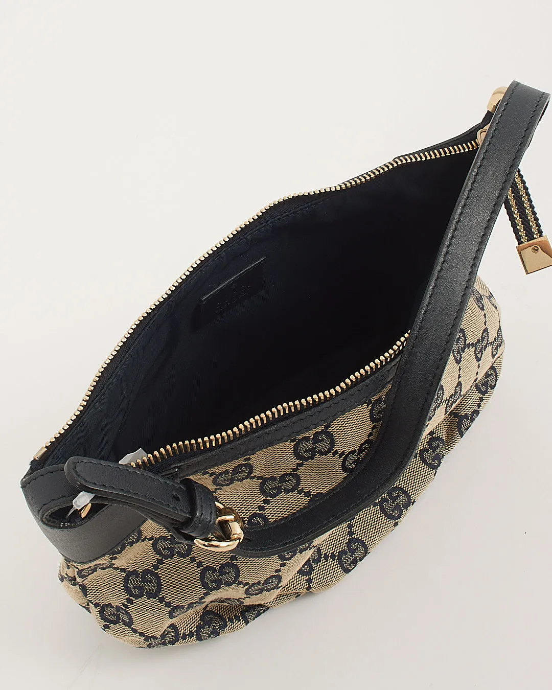 Gucci GG Beige/ Navy Canvas Sherry Line Pochette Bag
