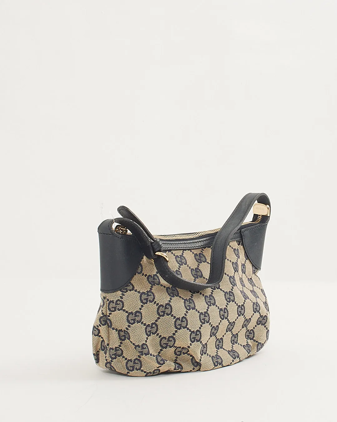 Gucci GG Beige/ Navy Canvas Sherry Line Pochette Bag