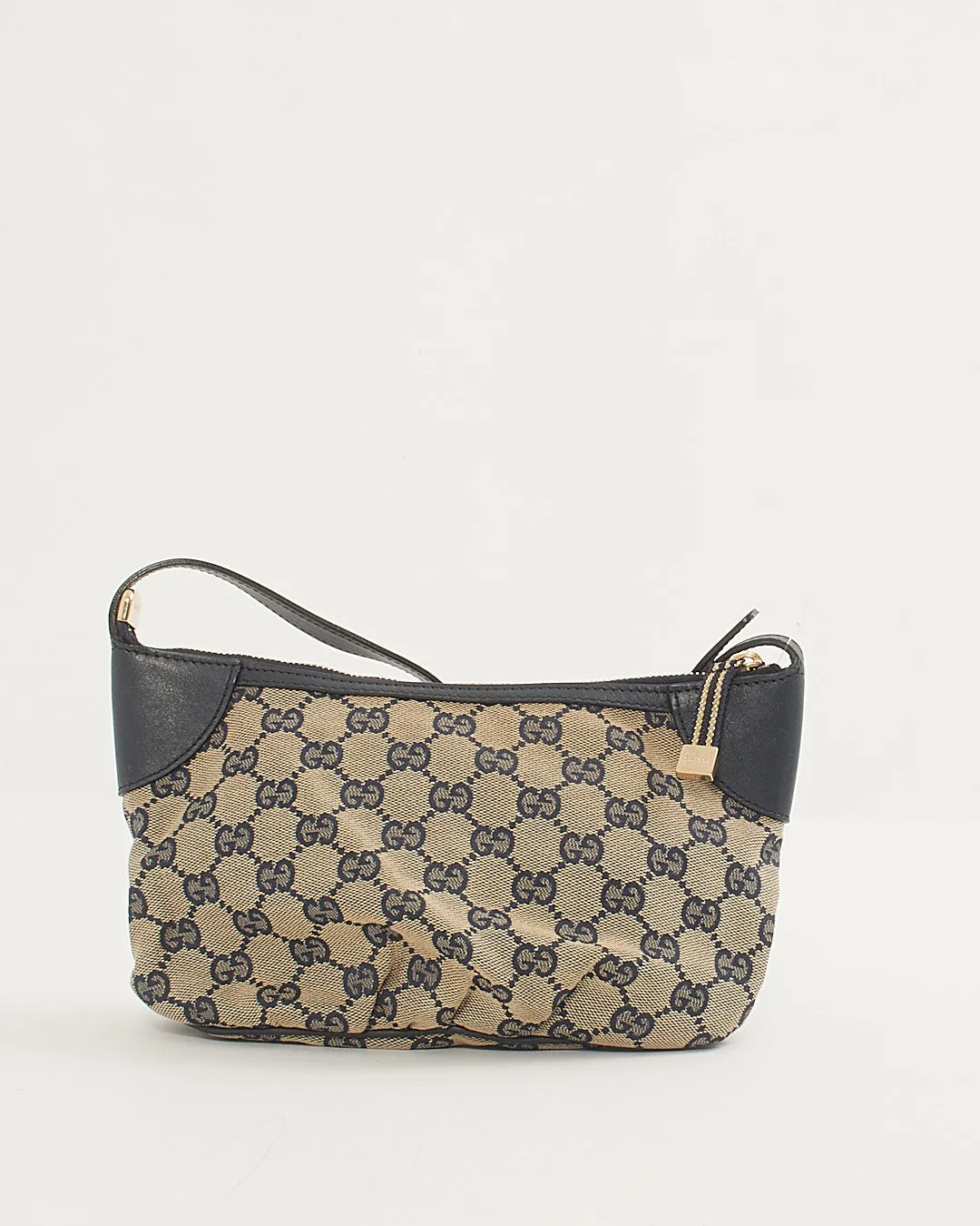 Gucci GG Beige/ Navy Canvas Sherry Line Pochette Bag