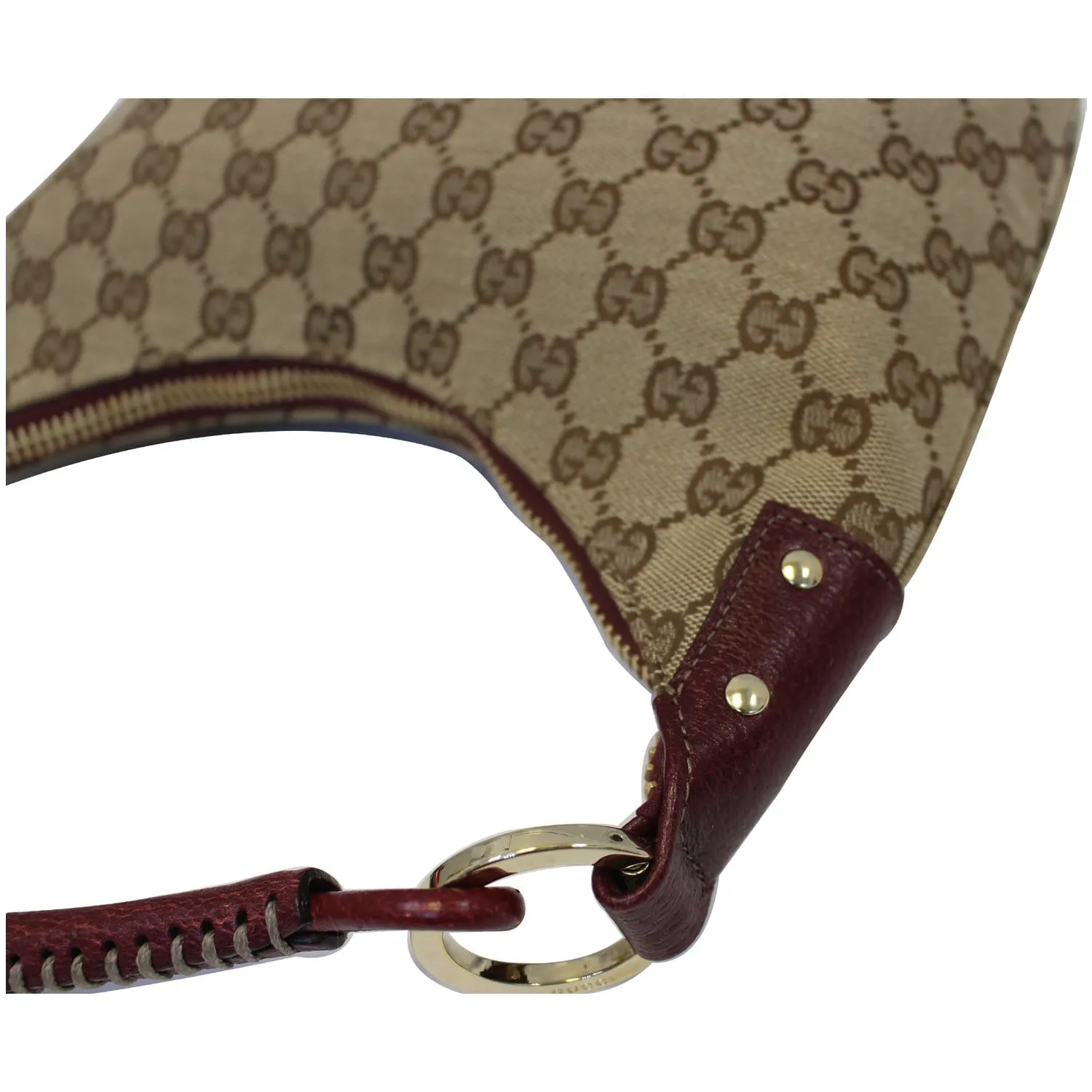 GUCCI GG Canvas Classic Ring Tote Shoulder Bag Beige