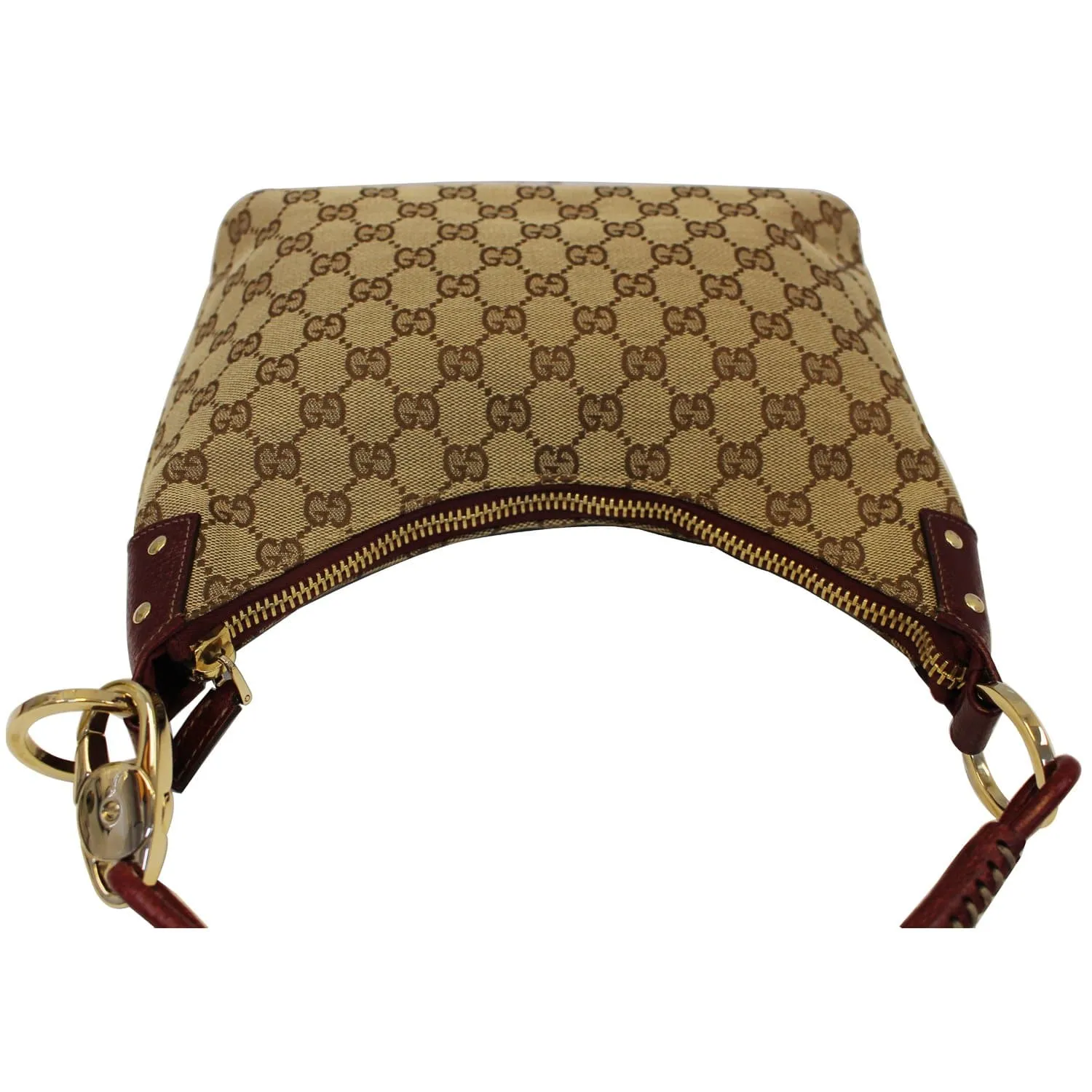 GUCCI GG Canvas Classic Ring Tote Shoulder Bag Beige