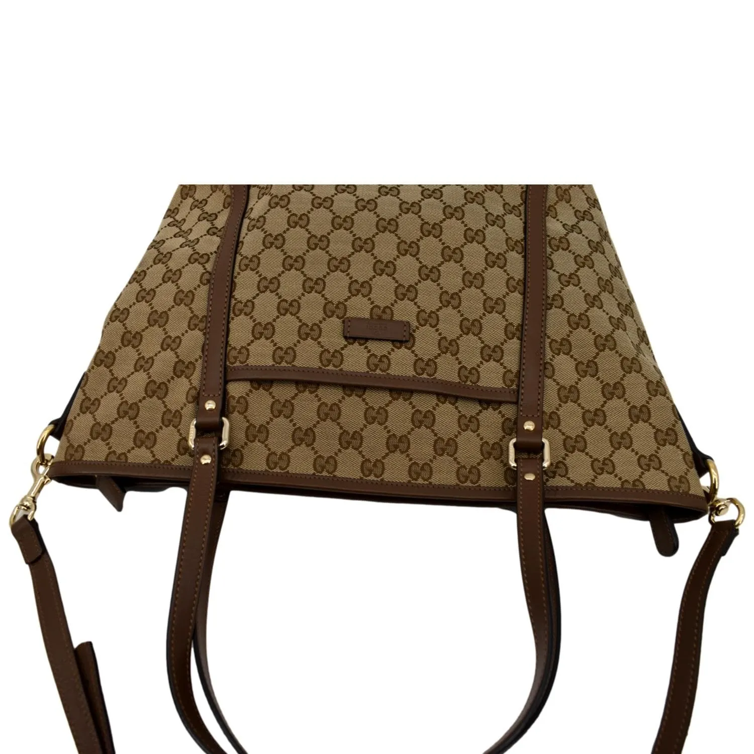 GUCCI GG Canvas Leather 2-Way Tote Shoulder Bag Beige 388929