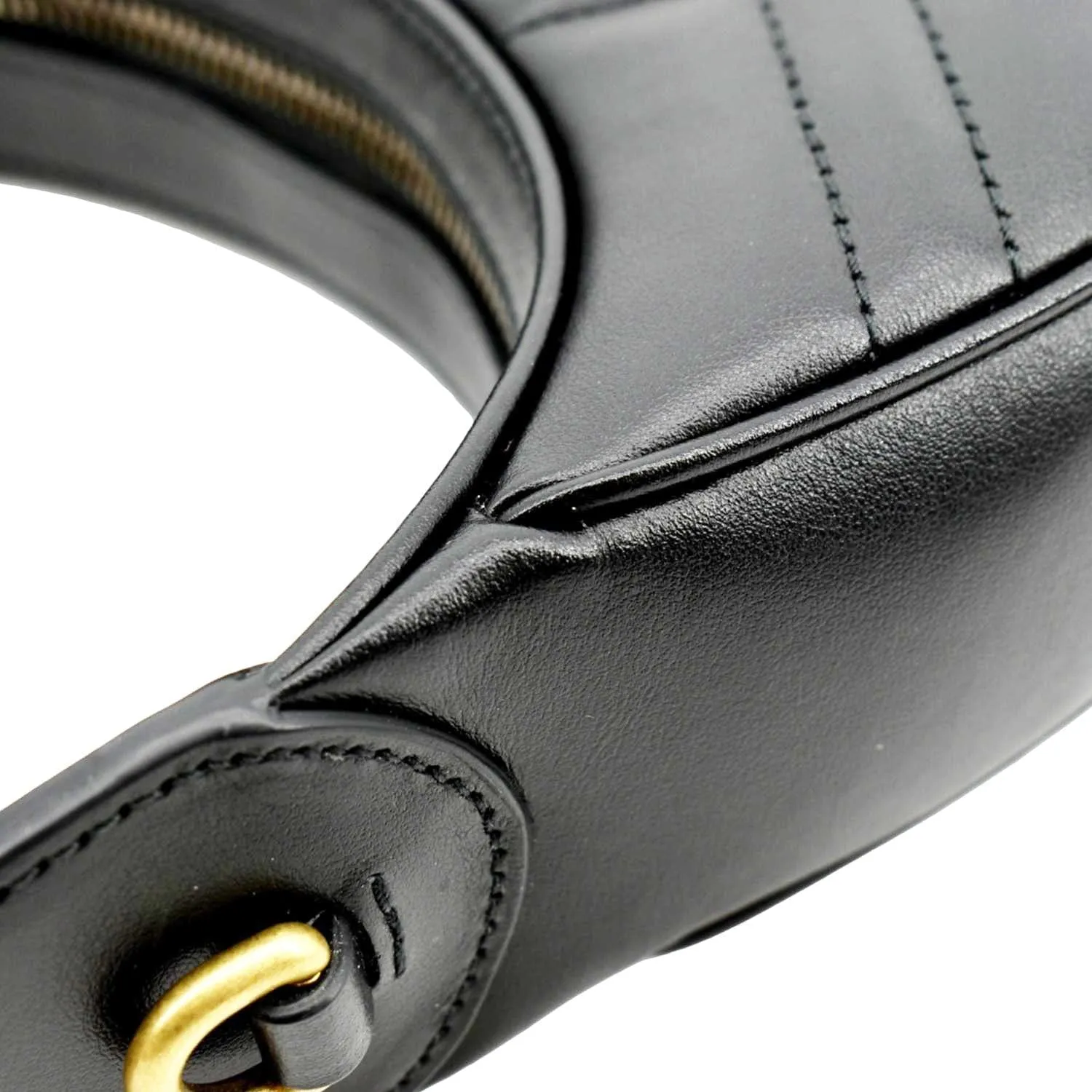 GUCCI GG Marmont Half Moon Leather Shoulder Bag Black 699514