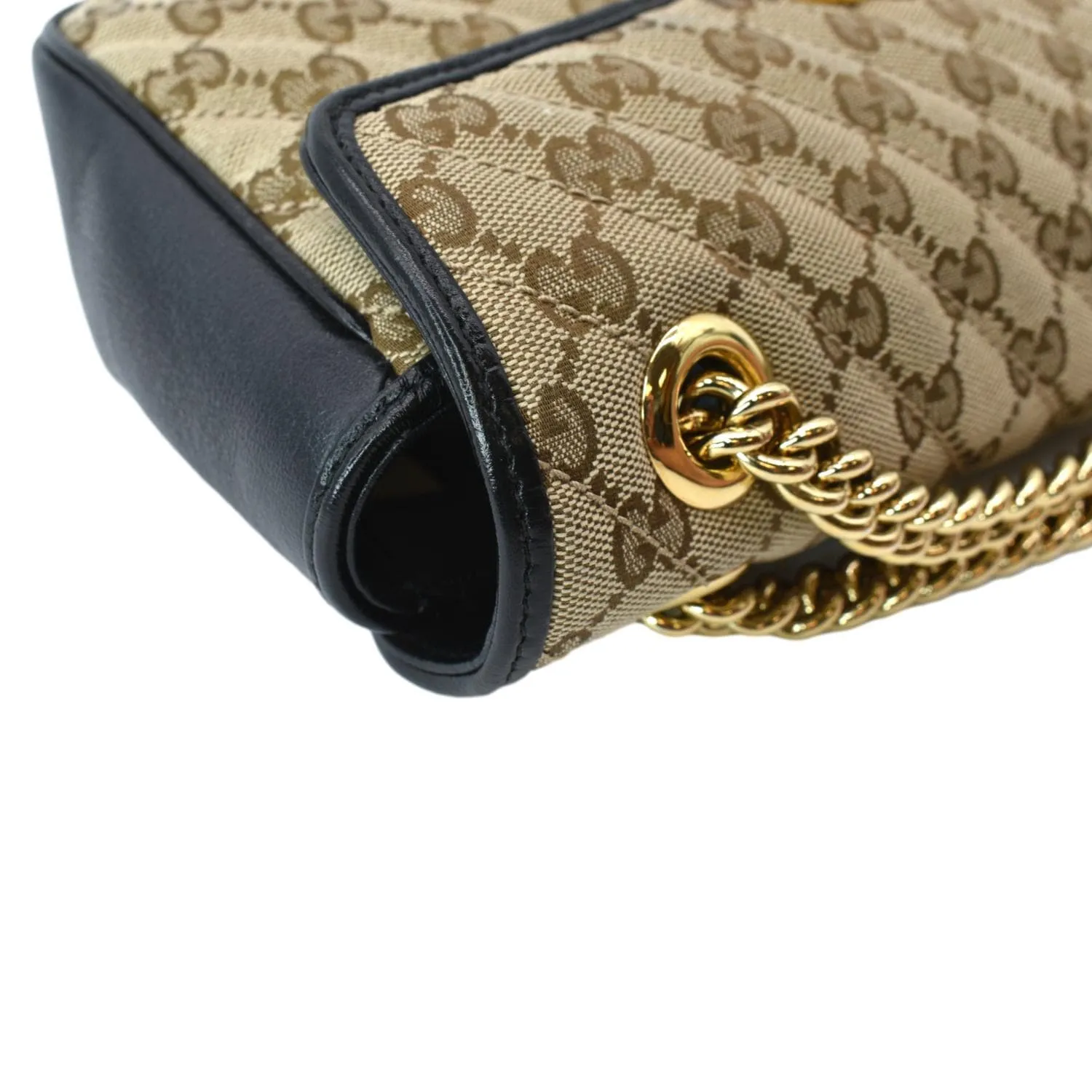 GUCCI GG Marmont Small Matelasse Canvas Shoulder Bag Black 443497