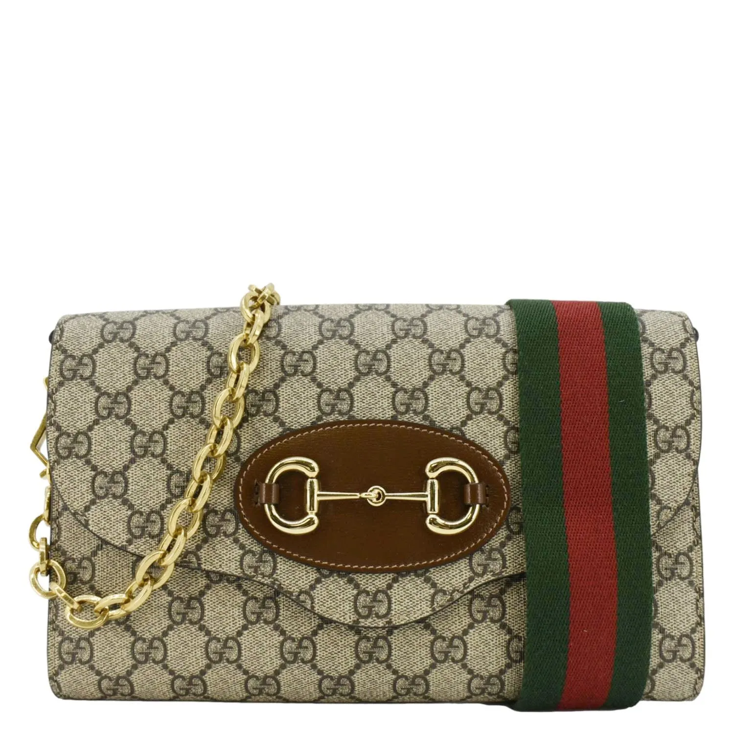 GUCCI Horsebit 1955 Small GG Supreme Canvas Shoulder Bag Beige 677286
