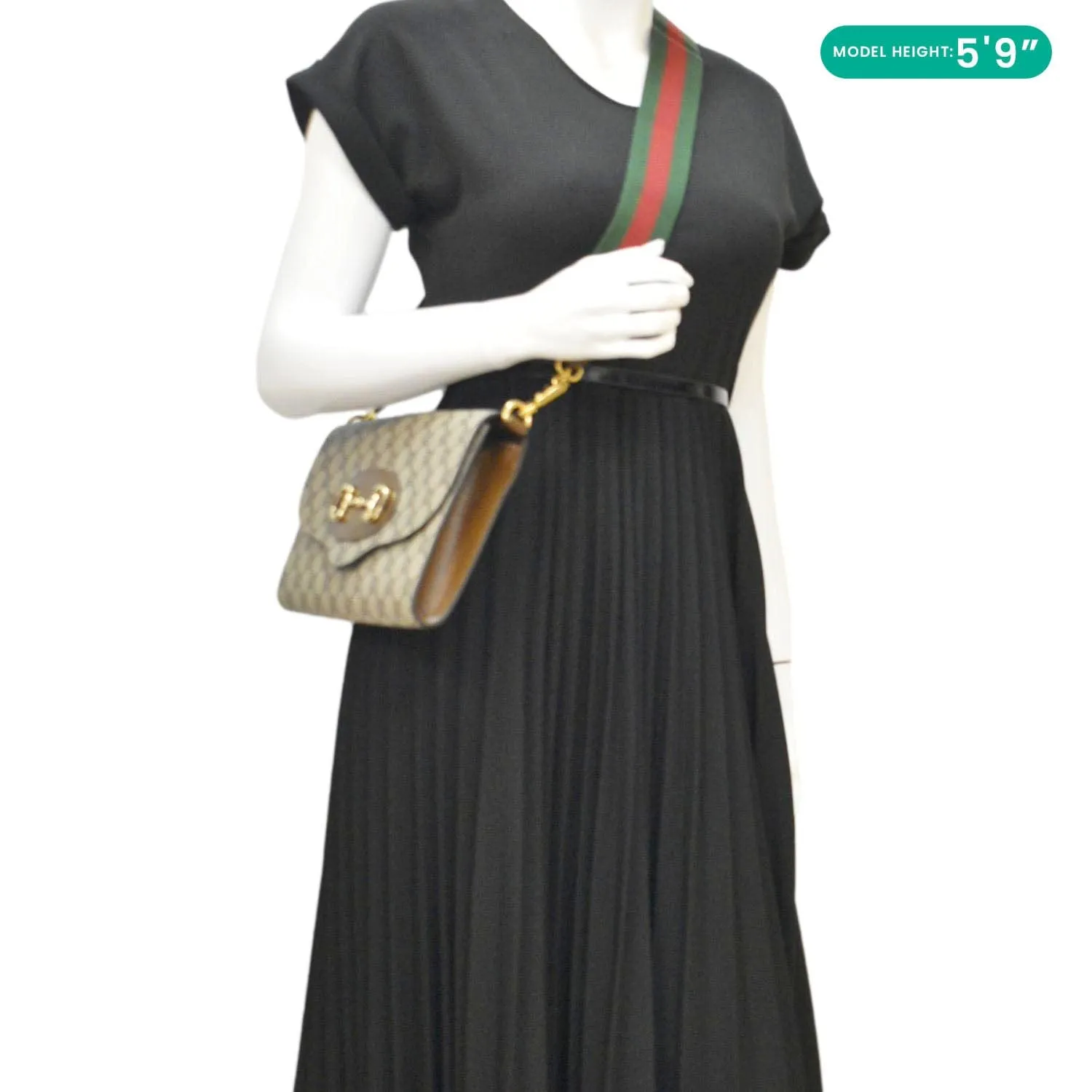 GUCCI Horsebit 1955 Small GG Supreme Canvas Shoulder Bag Beige 677286