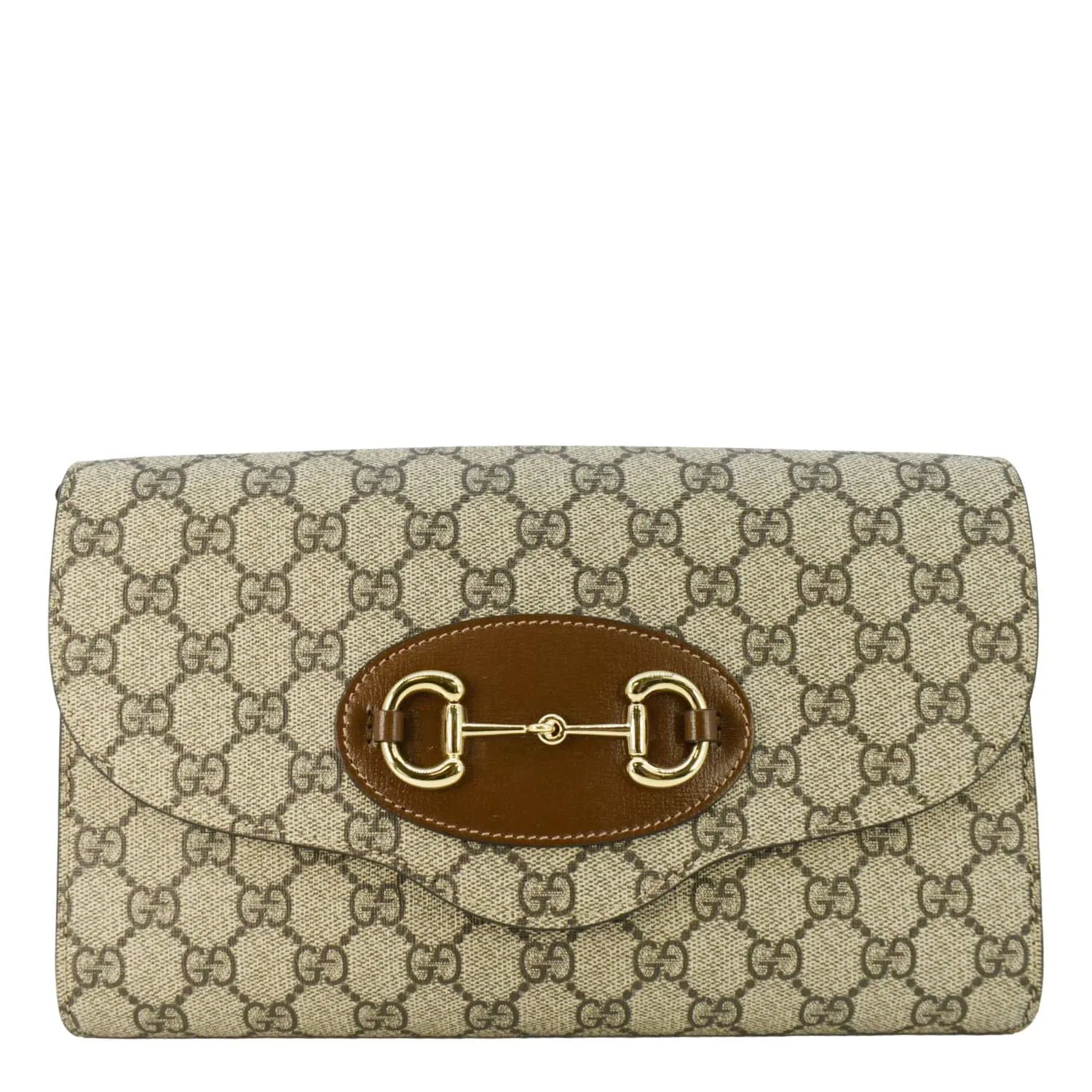 GUCCI Horsebit 1955 Small GG Supreme Canvas Shoulder Bag Beige 677286