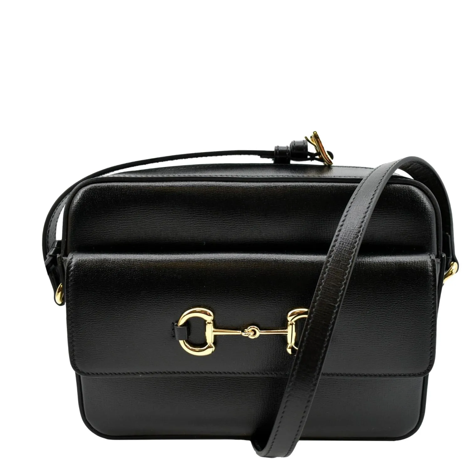 GUCCI Horsebit 1955 Small Leather Shoulder Bag Black 645454