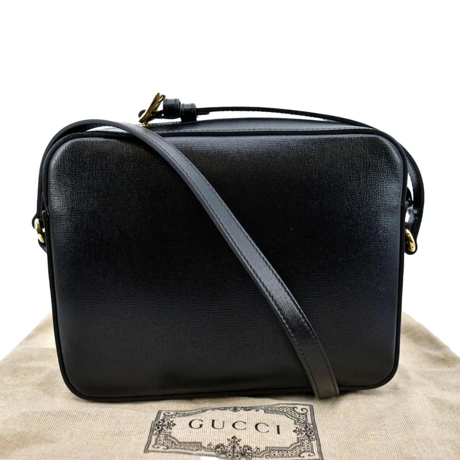 GUCCI Horsebit 1955 Small Leather Shoulder Bag Black 645454