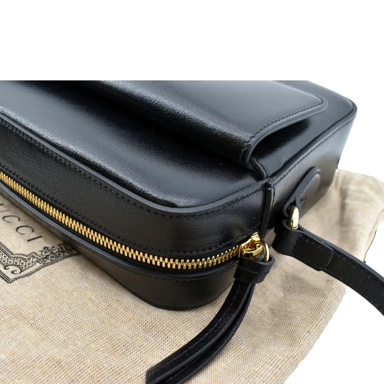 GUCCI Horsebit 1955 Small Leather Shoulder Bag Black 645454