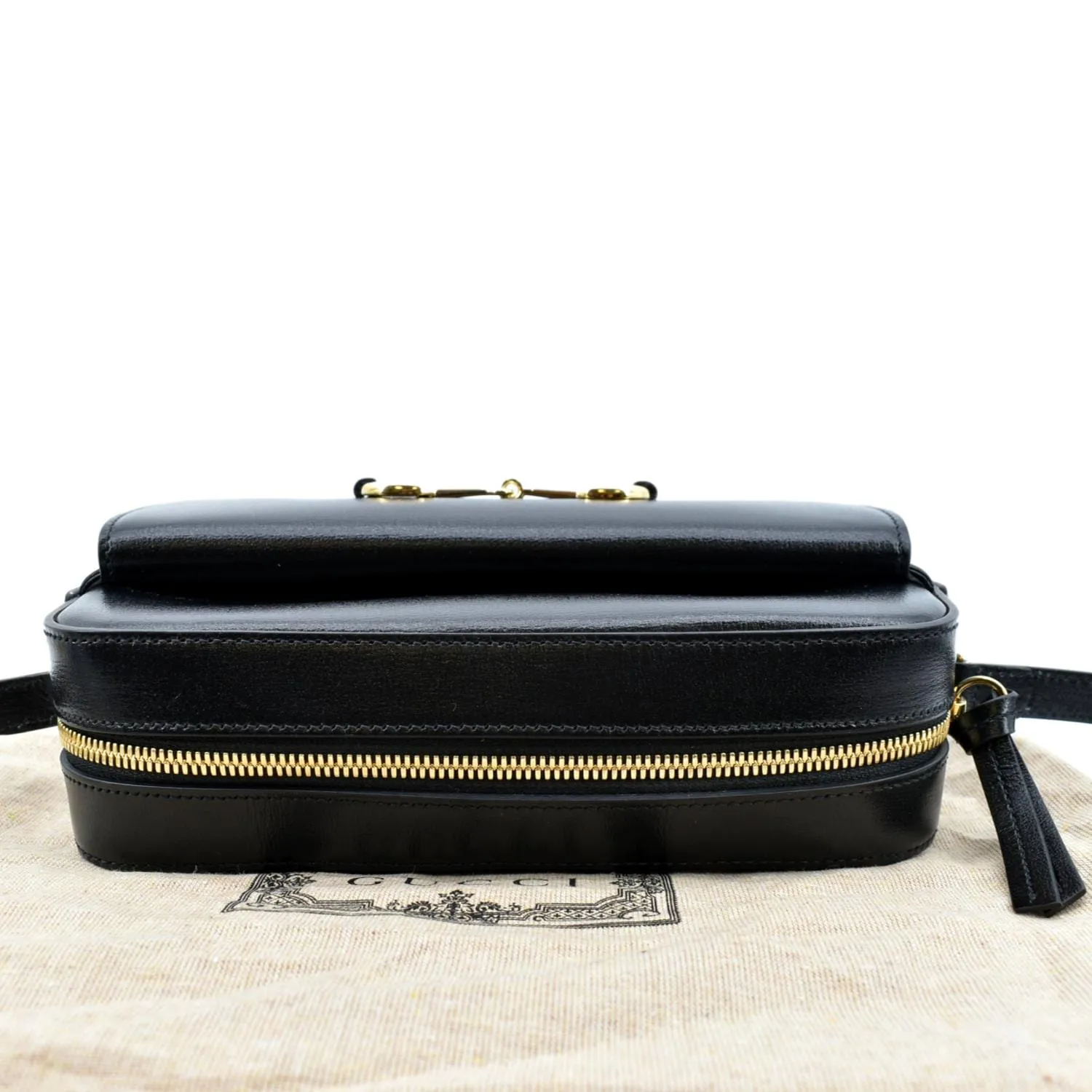 GUCCI Horsebit 1955 Small Leather Shoulder Bag Black 645454
