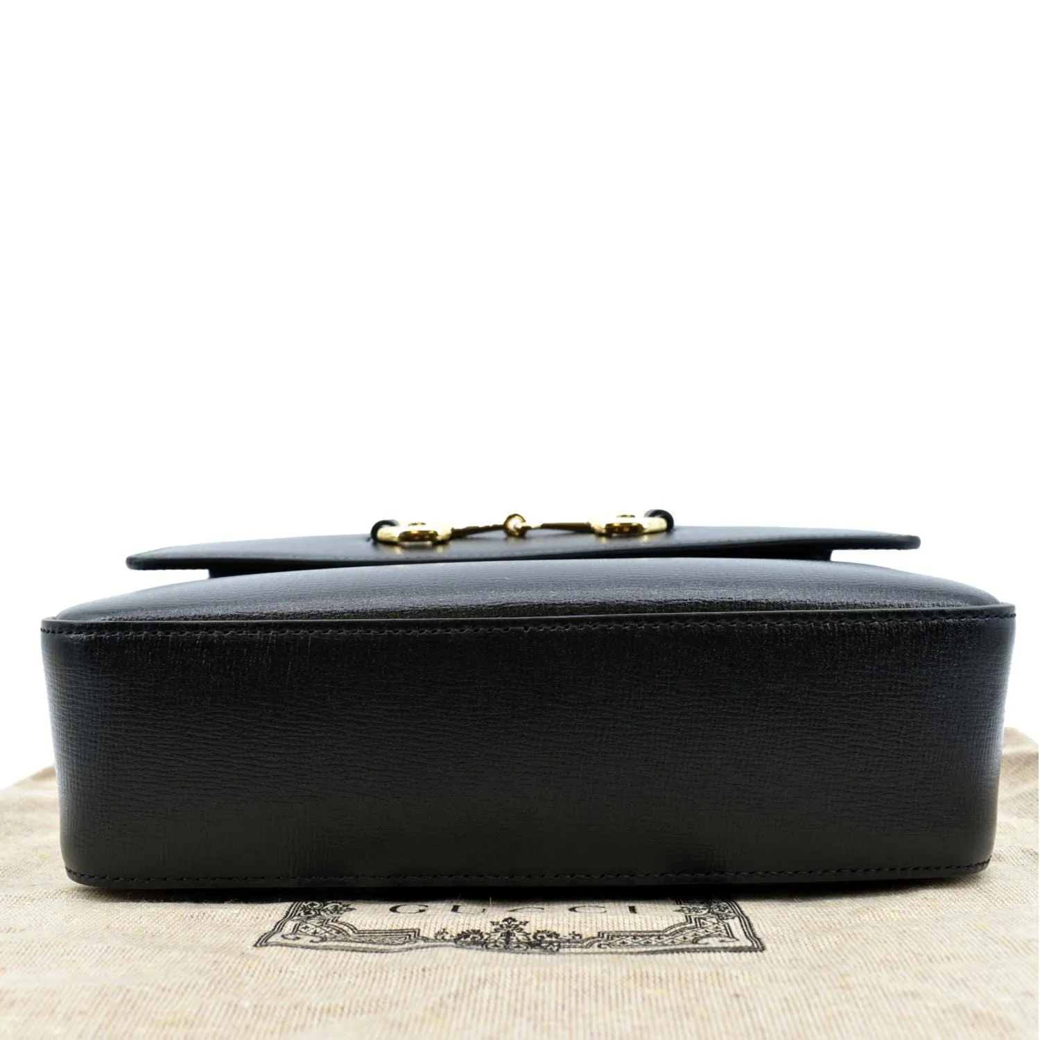 GUCCI Horsebit 1955 Small Leather Shoulder Bag Black 645454