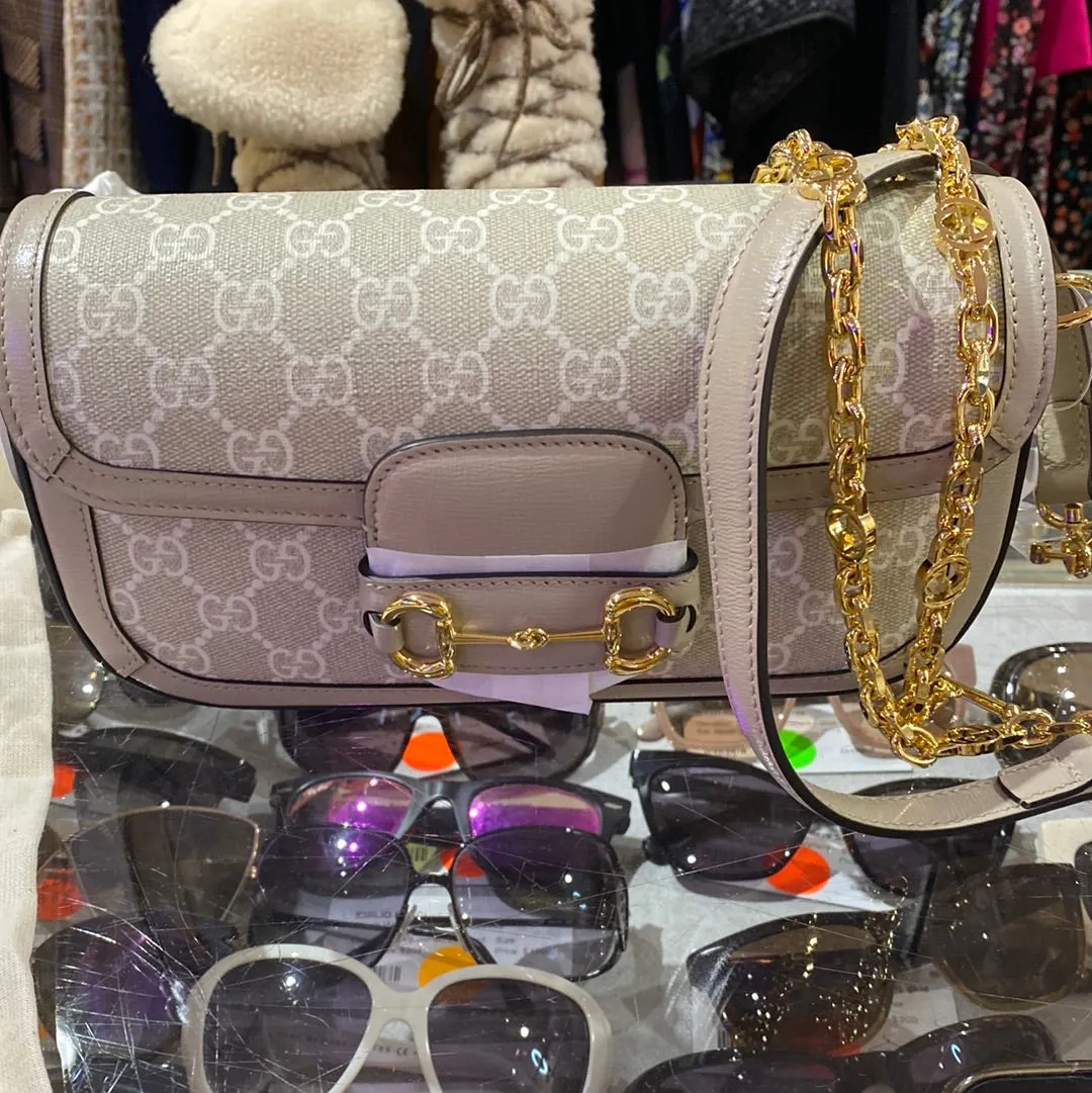 Gucci Horsebit Beige and White 1955 Shoulder Bag