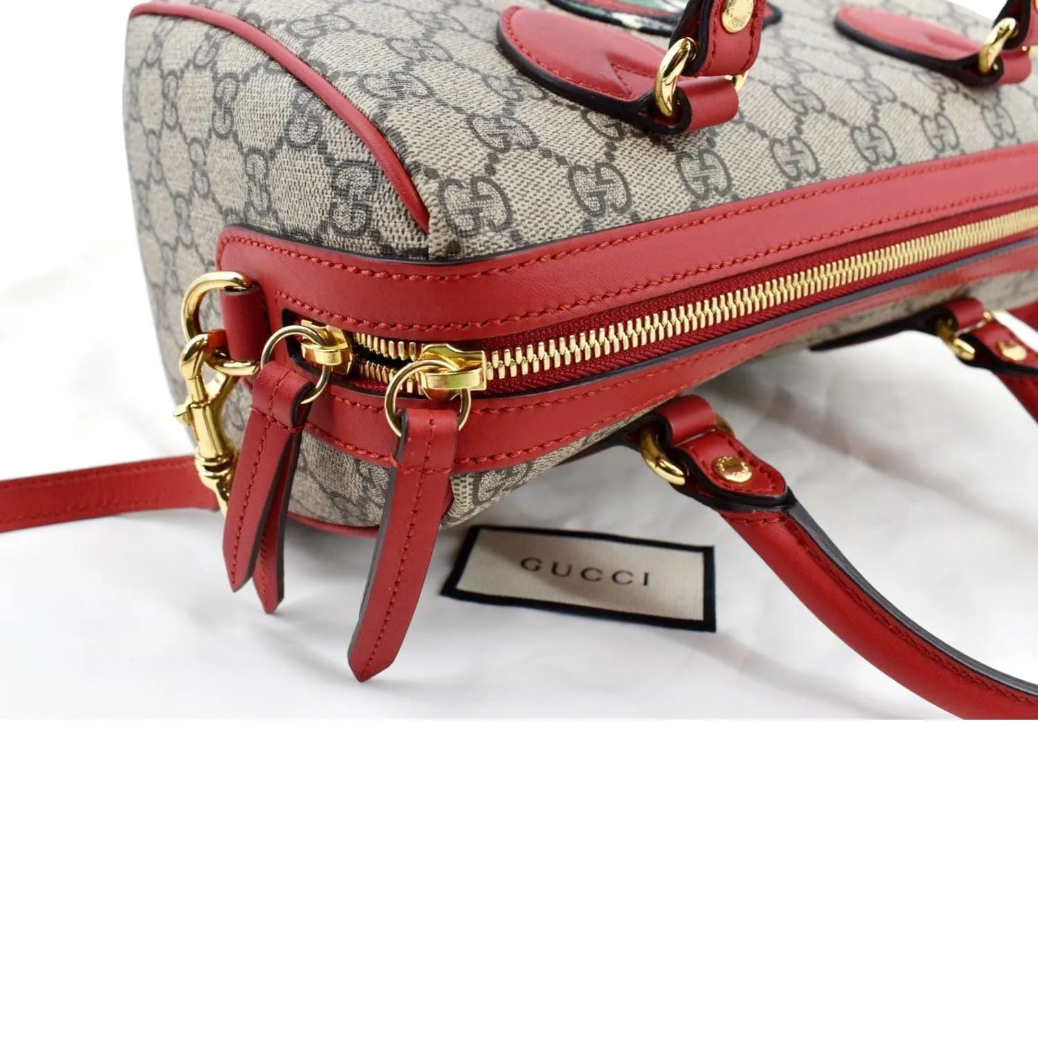 GUCCI Kingsnake Heart Top Handle Leather Boston Bag Beige 409529