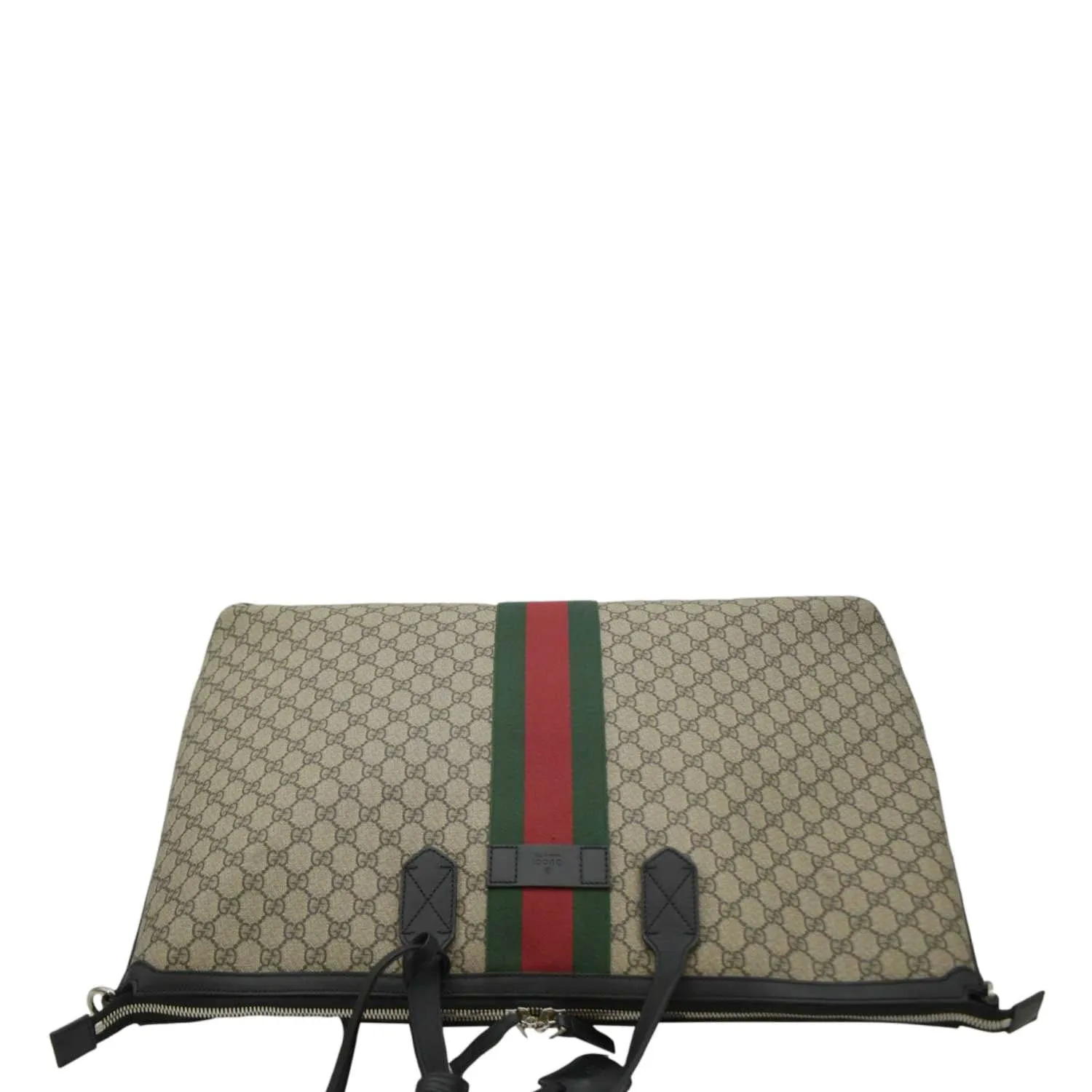 GUCCI Large Zippered GG Supreme Canvas Web Duffle Bag Beige 353406