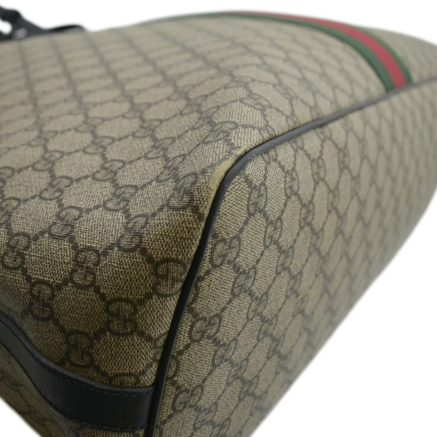 GUCCI Large Zippered GG Supreme Canvas Web Duffle Bag Beige 353406