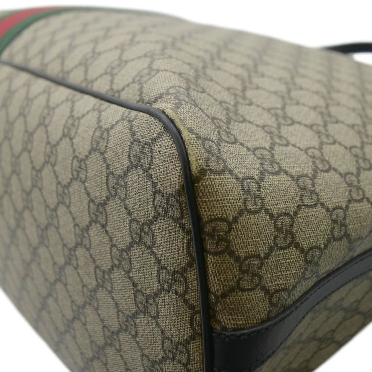 GUCCI Large Zippered GG Supreme Canvas Web Duffle Bag Beige 353406