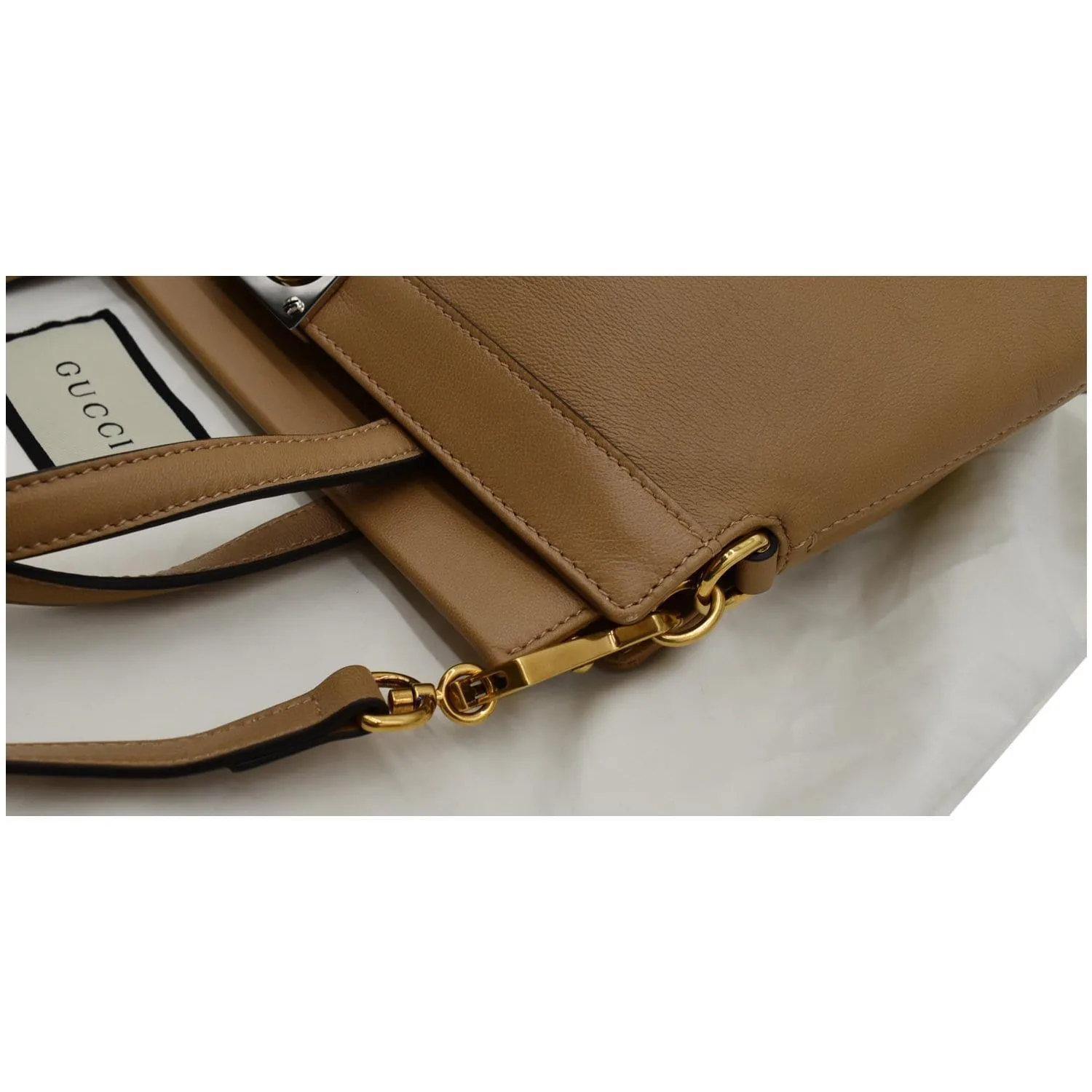 GUCCI Matisse GG Leather Top Handle Shoulder Bag Beige 631663