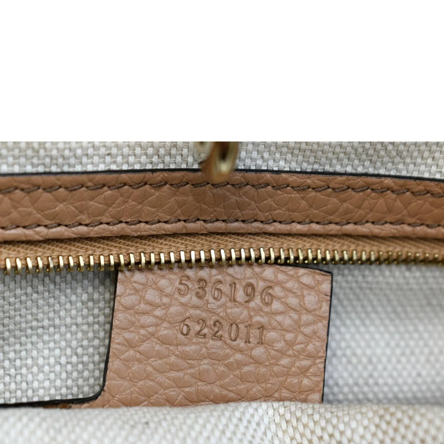 GUCCI Medium Soho Chain Leather Tote Bag Beige 536196