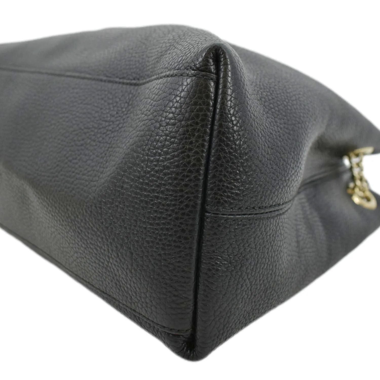 GUCCI Medium Soho Chain Pebbled Leather Tote Bag Black 536196