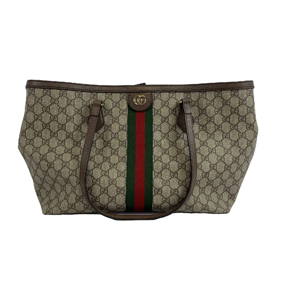 Gucci - Ophidia GG Medium Supreme Canvas Shoulder Tote - Beige / Ebony