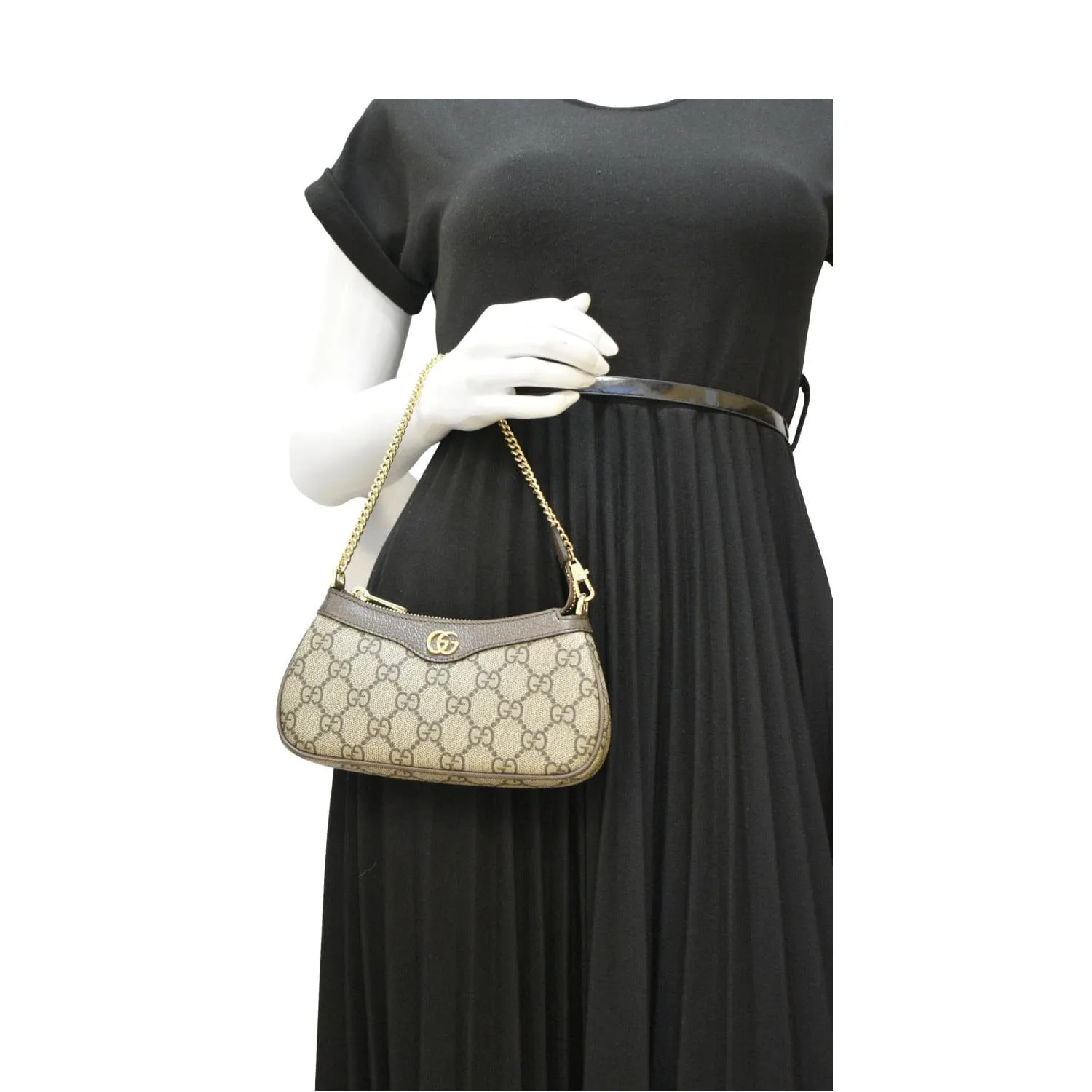 GUCCI Ophidia Mini GG Supreme Canvas Shoulder Bag Beige 764960