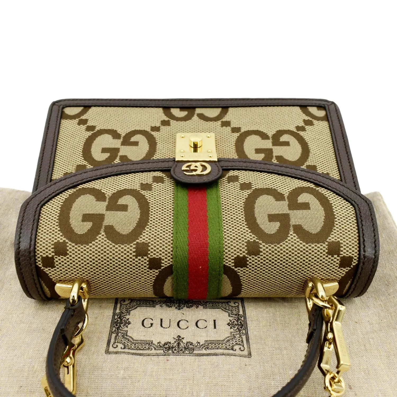 GUCCI Ophidia Small GG Canvas Tote Shoulder Bag Beige 651055