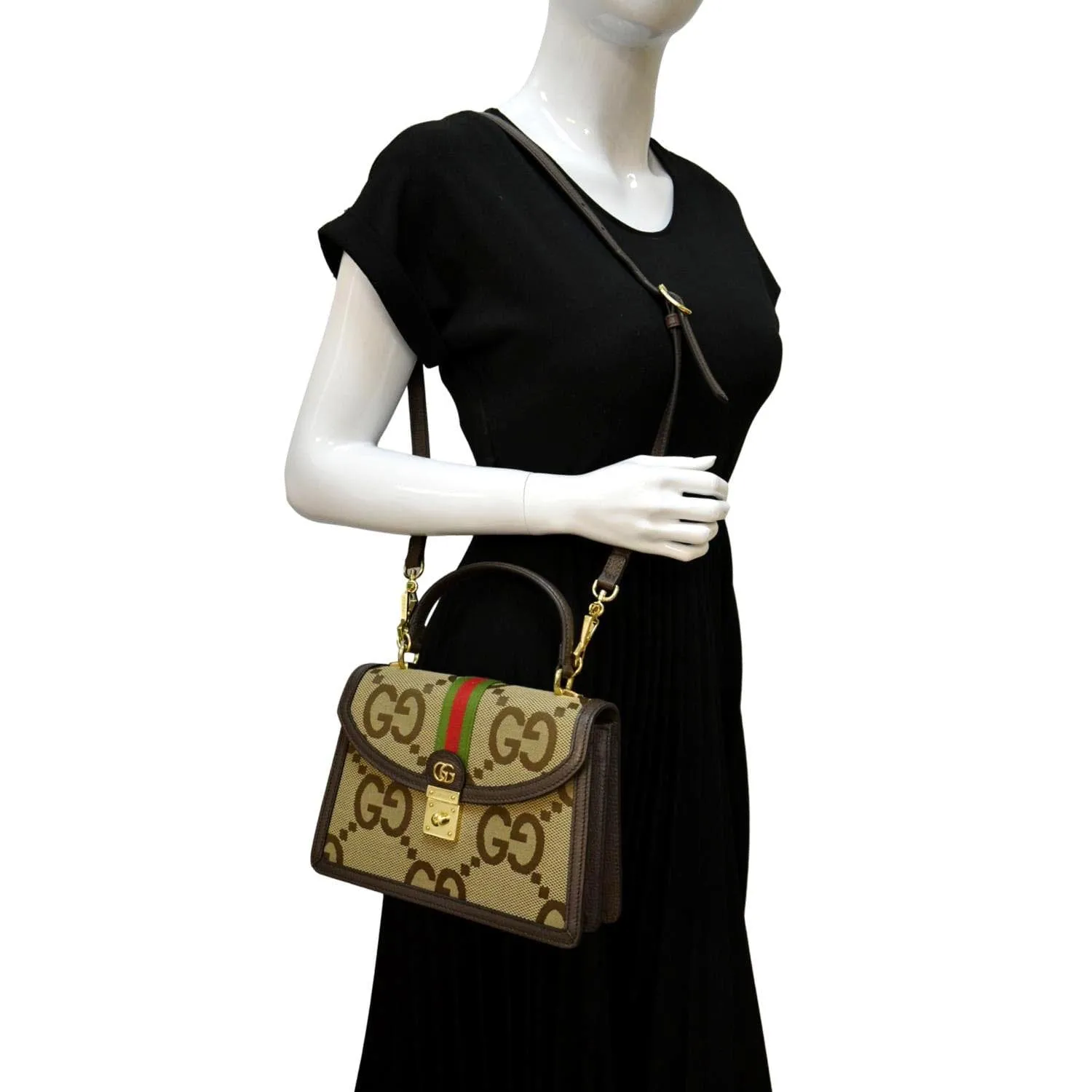 GUCCI Ophidia Small GG Canvas Tote Shoulder Bag Beige 651055