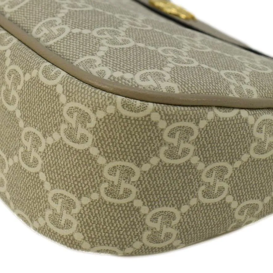 GUCCI Ophidia Web Small GG Supreme Canvas Shoulder Bag Beige 735132