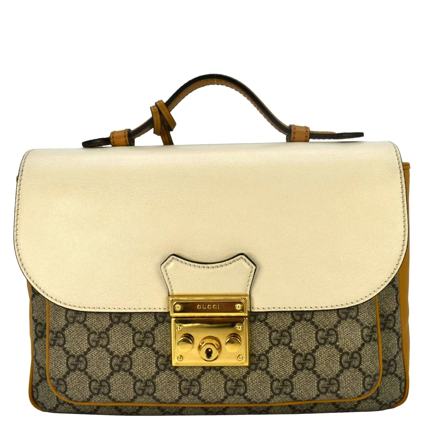 GUCCI Padlock Flap GG Canvas Shoulder Bag Beige 644527