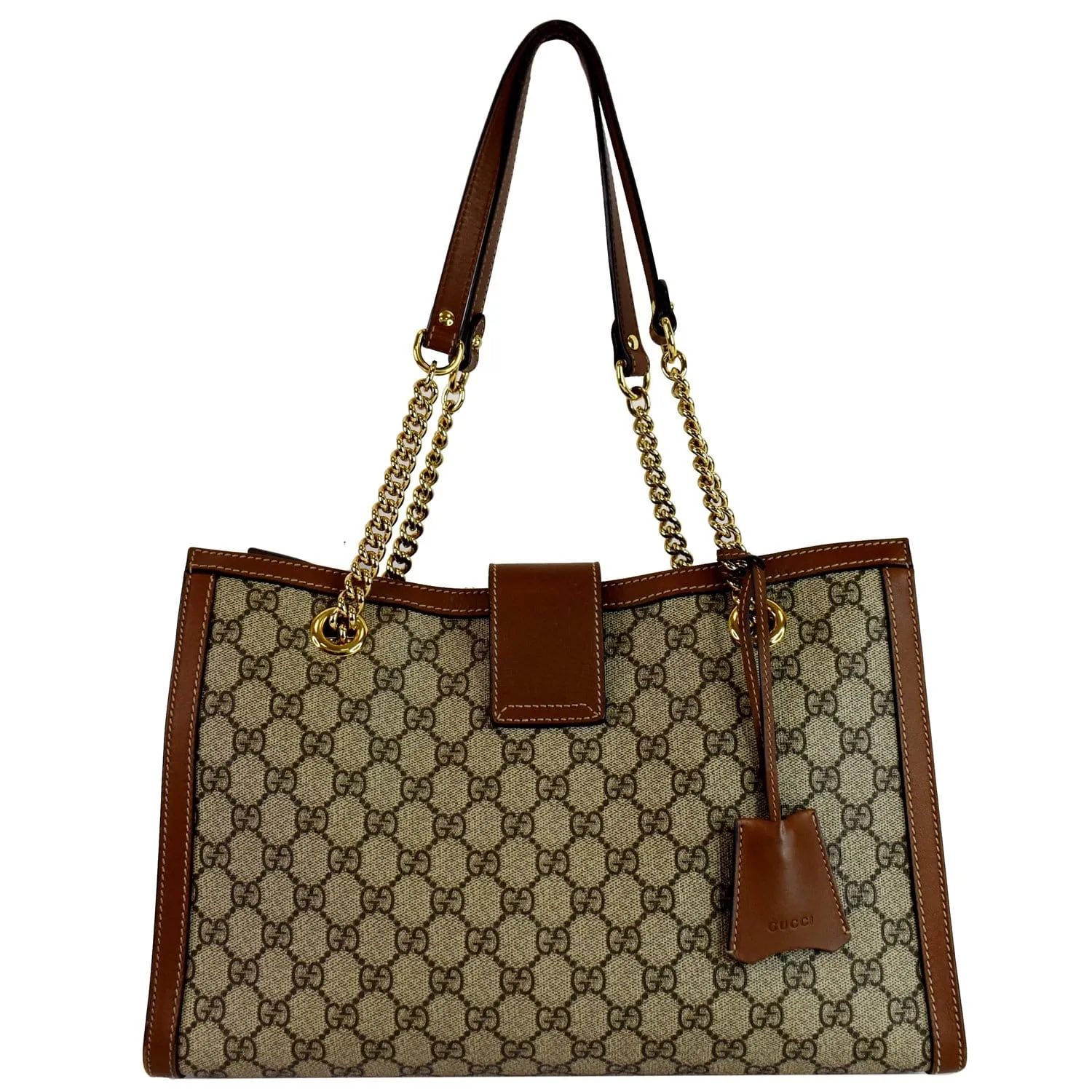 GUCCI Padlock Medium GG Supreme Canvas Shoulder Bag Beige 479197