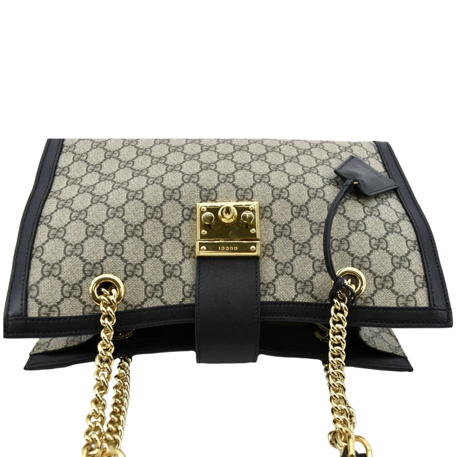 GUCCI Padlock Medium GG Supreme Canvas Shoulder Bag Black 479197