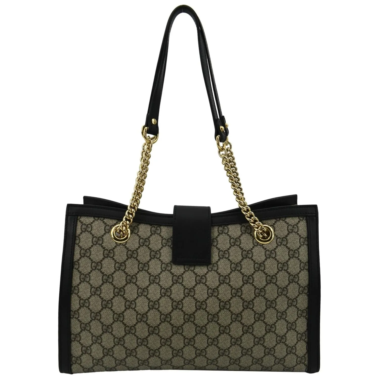 GUCCI Padlock Medium GG Supreme Canvas Shoulder Bag Black 479197