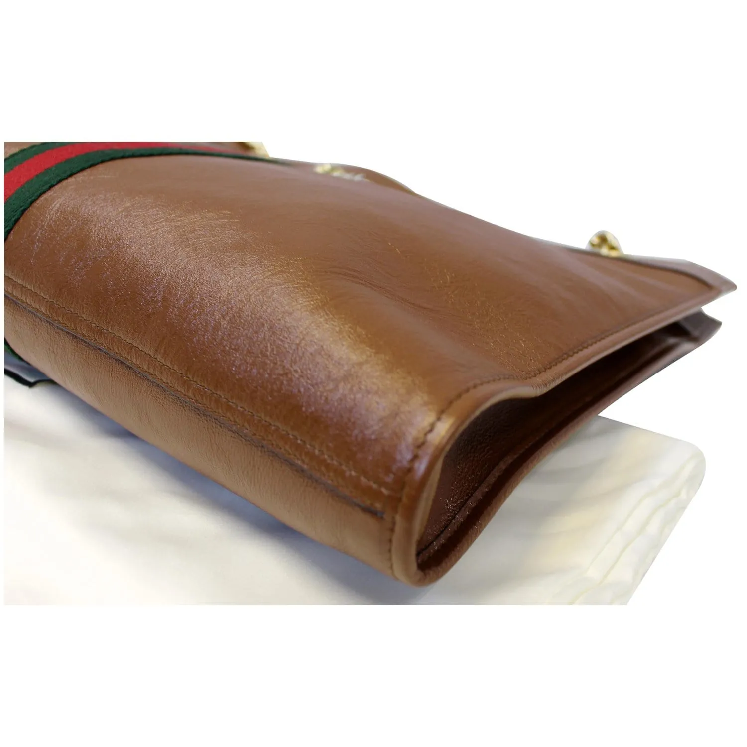 GUCCI Rajah Large Leather Tote Shoulder Bag Brown 537219