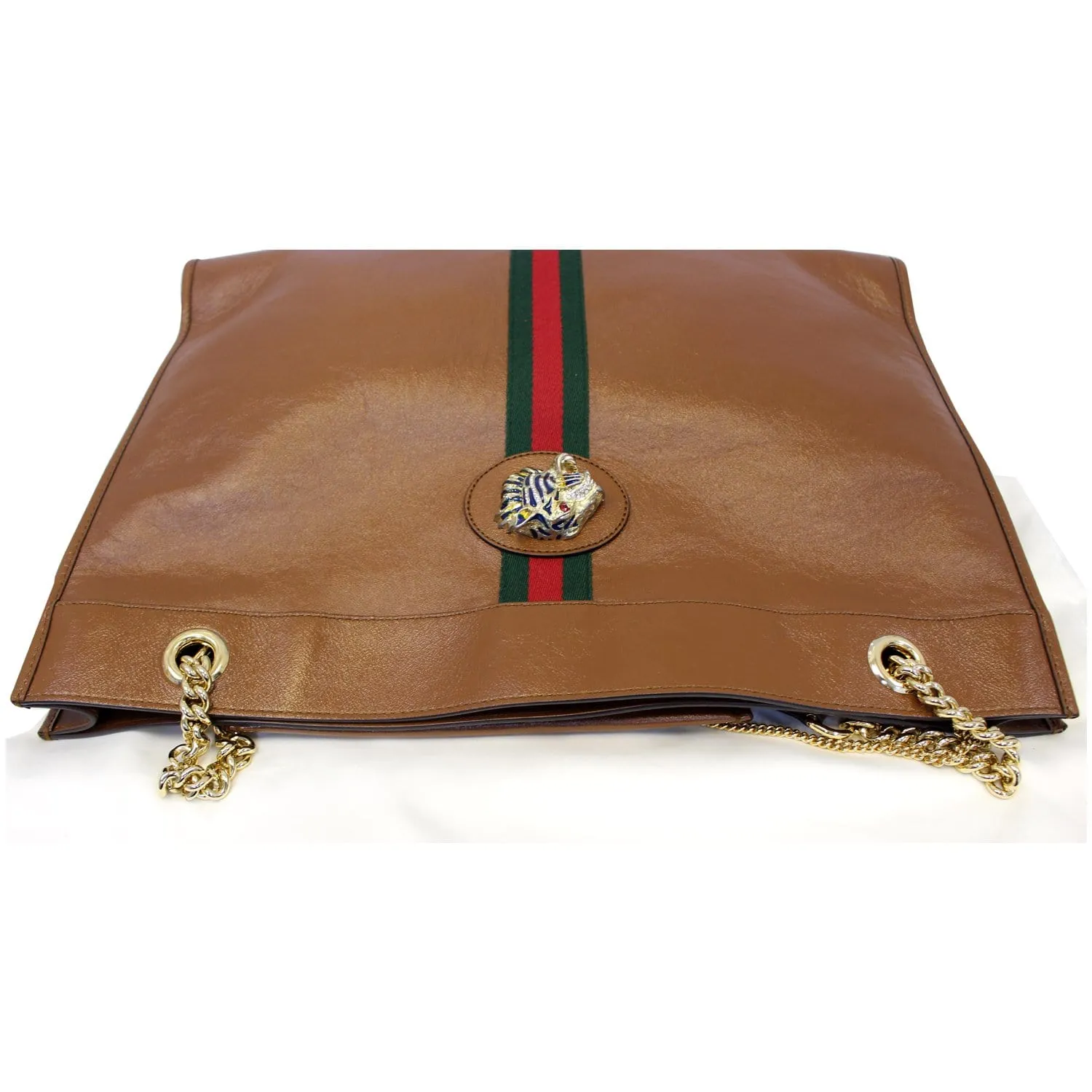 GUCCI Rajah Large Leather Tote Shoulder Bag Brown 537219