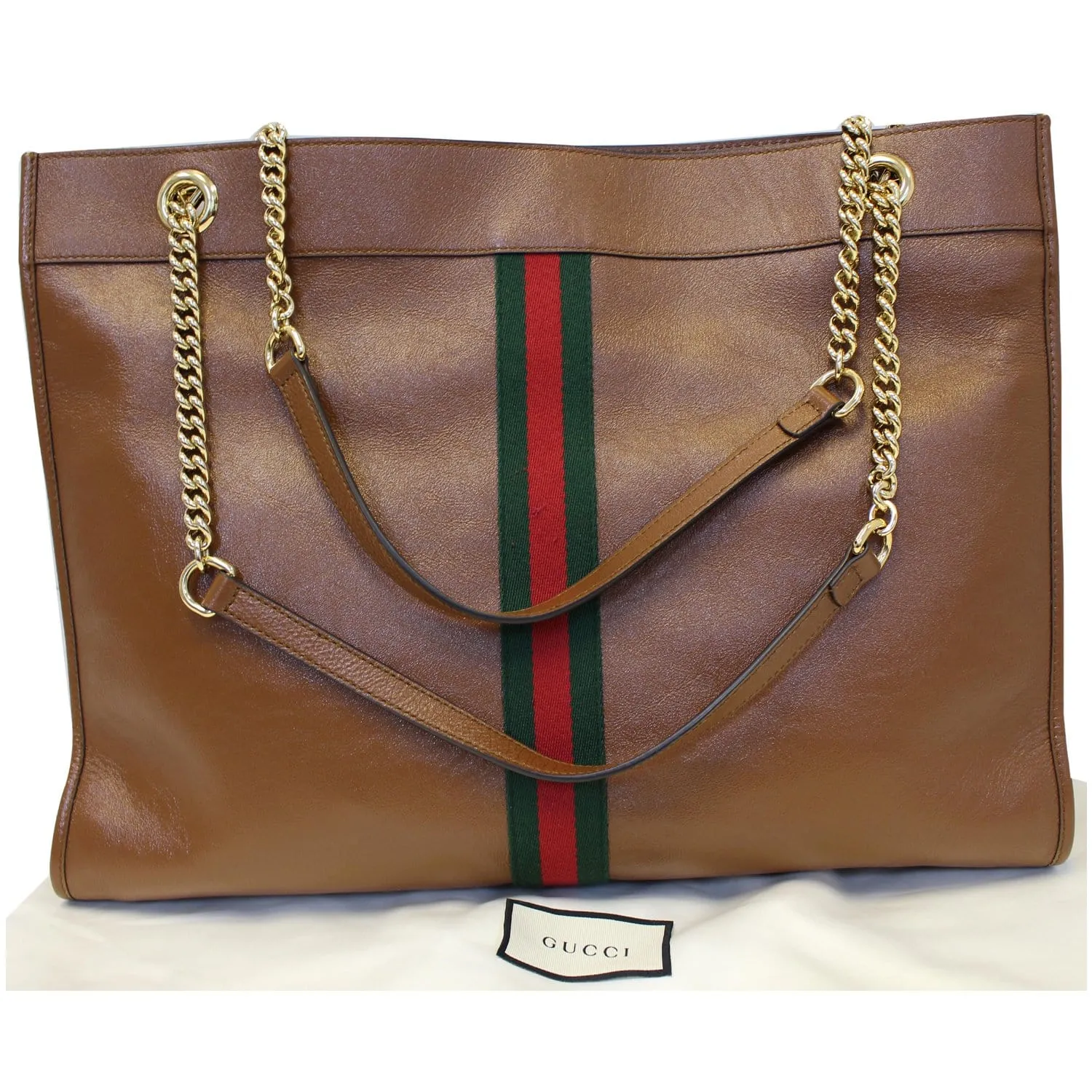 GUCCI Rajah Large Leather Tote Shoulder Bag Brown 537219
