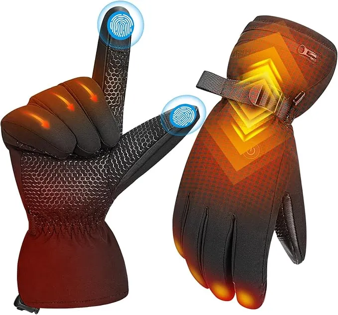Heated Gloves, 7.6V Rechargeable Battery Thickened Heated Waterproof Winter Snow Men's and Women's Heated Gloves for Hunting Hiking Skiing Camping Cycling and Other Outdoor Sports